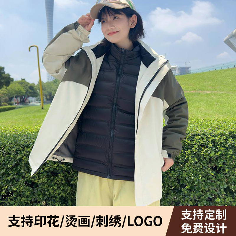 Detachable down Jacket, Autumn and Winter Three-In-One Work Clothes, Customized Company Team Property Employee Clothing Jacket