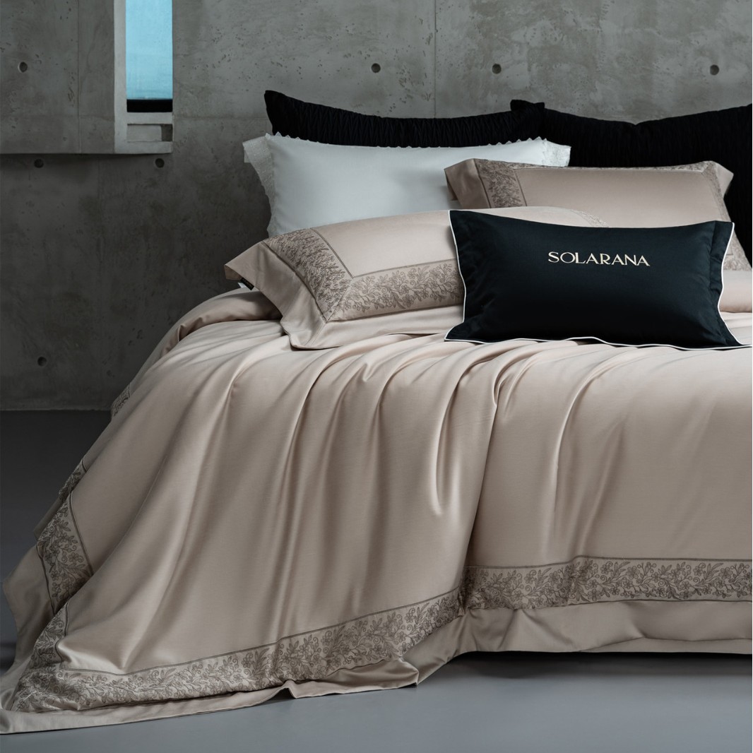 Italian Light Luxury Style High-End Lace Bedding, High-End Tencel Cotton Brushed Four-Piece Set, Home Textile Jasmine