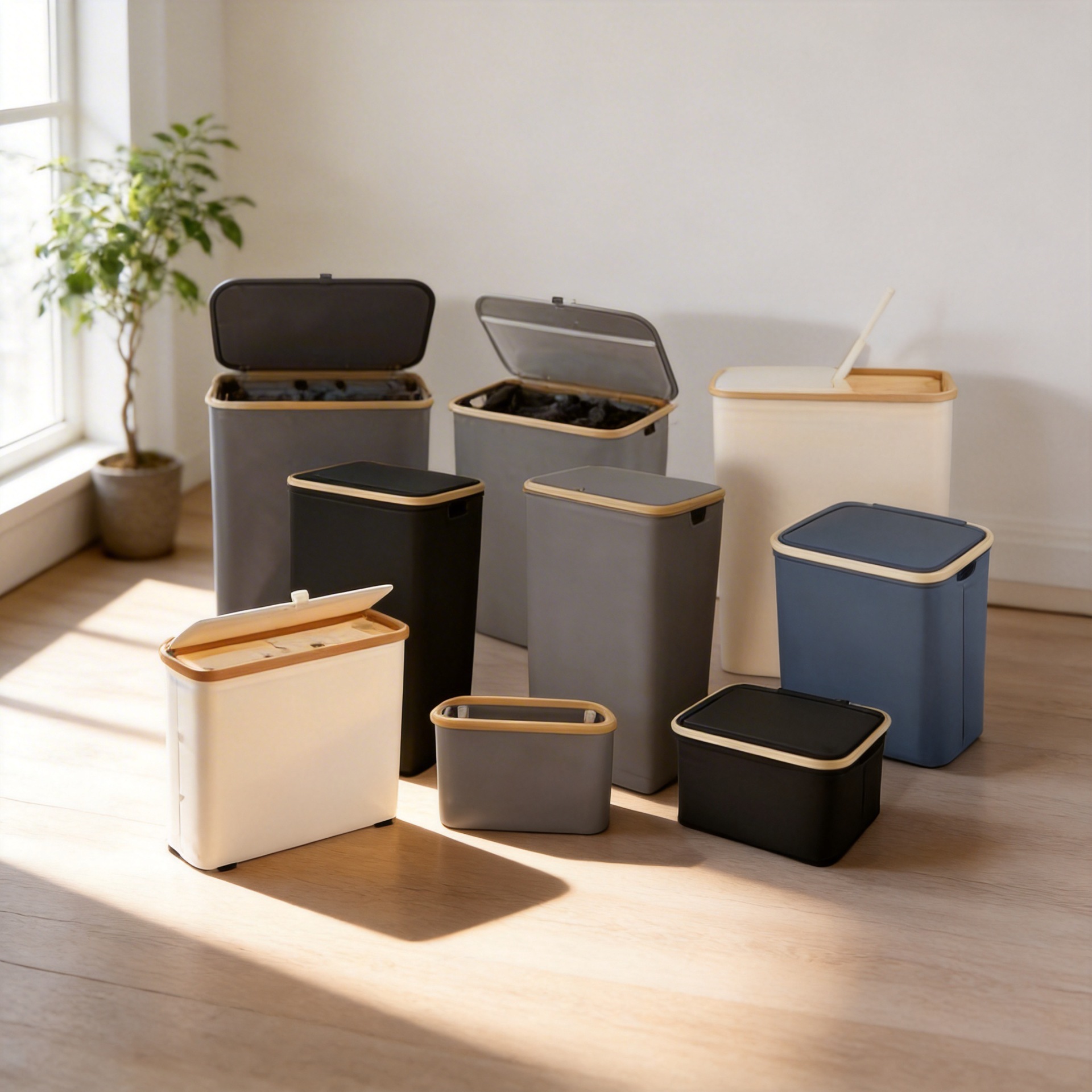 Cesta de ropa sucia transfronteriza con bolsillo interior con cubierta de bambú y madera plegable Cesta de almacenamiento de ropa sucia Cesta de ropa sucia