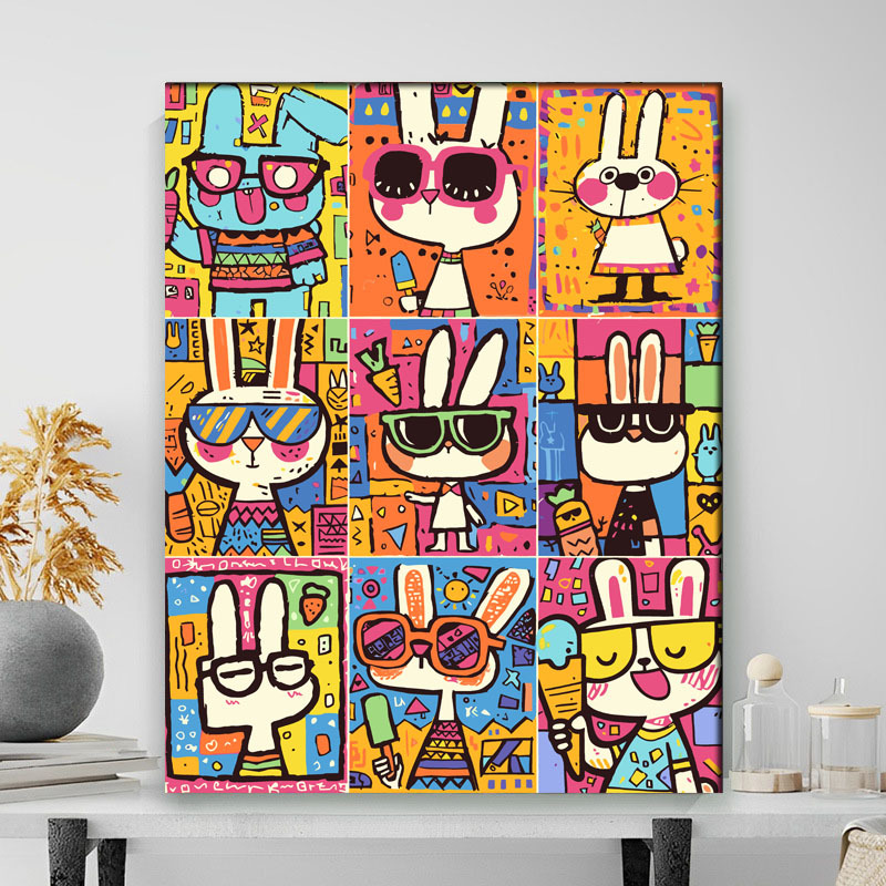 Dopamine DIY Digital Oil Painting Animation Cartoon Series Hand-Painted Graffiti Painting Hand-Painted Oil Paint Decorative Hanging Painting