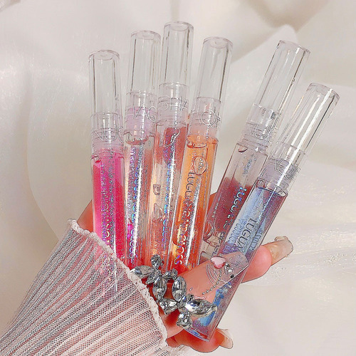 Sachino glass water gloss lip gloss moisturizing transparent with fine glitter mirror jelly pout lip lip oil for students