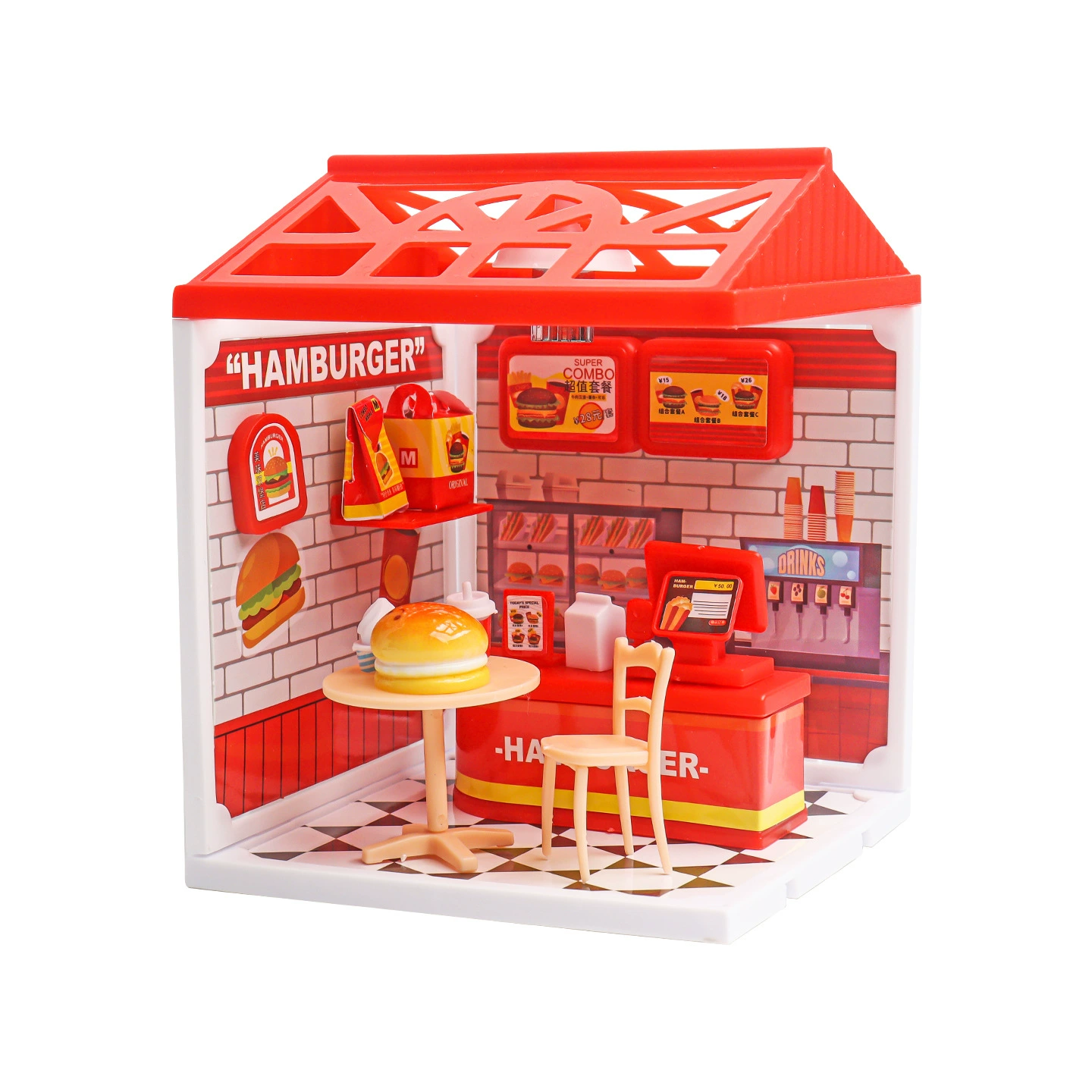 DIY светящийся мини-магазин игрушка «Милая хижина», лёгкая закусочная и мороженое, 0,15 кг