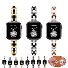 適用蘋果Apple Watch8小香風單排鍊表帶iwatch 6細款瘦身金屬腕帶