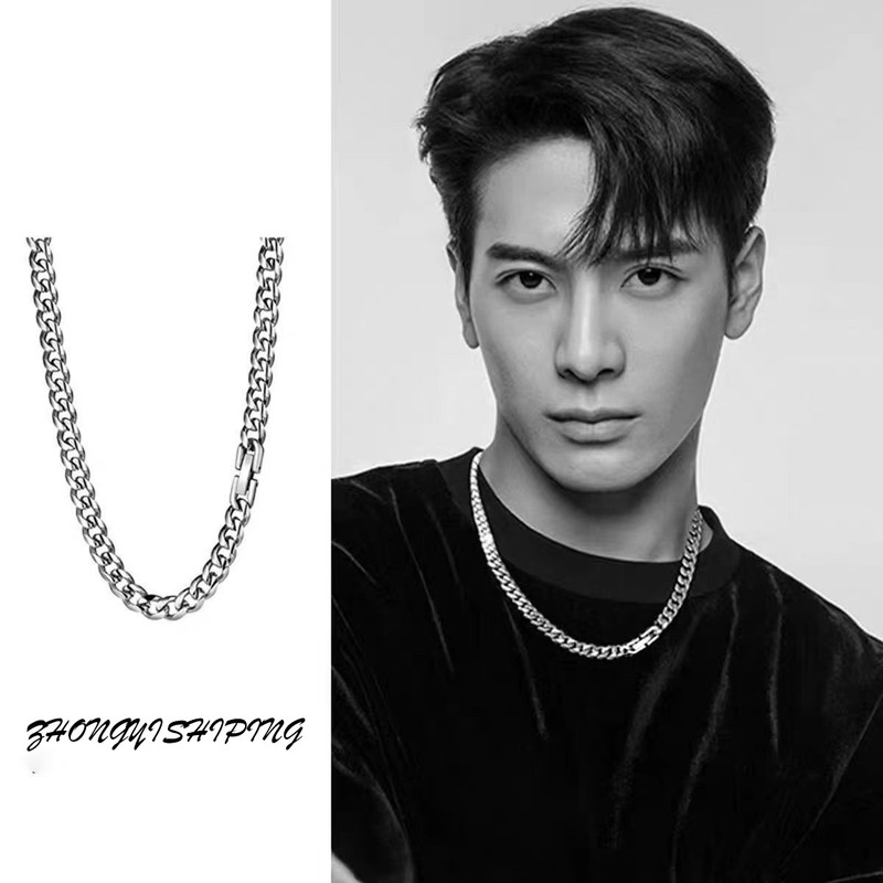 Men's Necklace Titanium Steel Cuban Chain Dongguan Titanium Steel Jewelry Stainless Steel Genderless Jewelry Necklace Men's Titanium Steel Necklace
