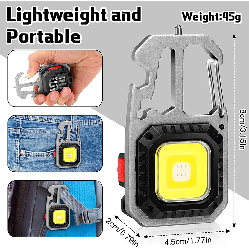 Mini llavero portátil transfronterizo luz fuerte luz LED destornillador con imán multifuncional luz de trabajo mazorca al por mayor
