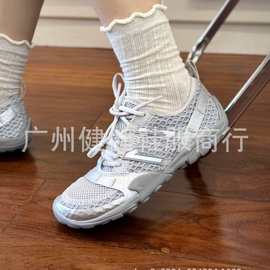 莆田MT10赤足薄底鞋子灰银男女网面透气跑步鞋复古休闲运动鞋