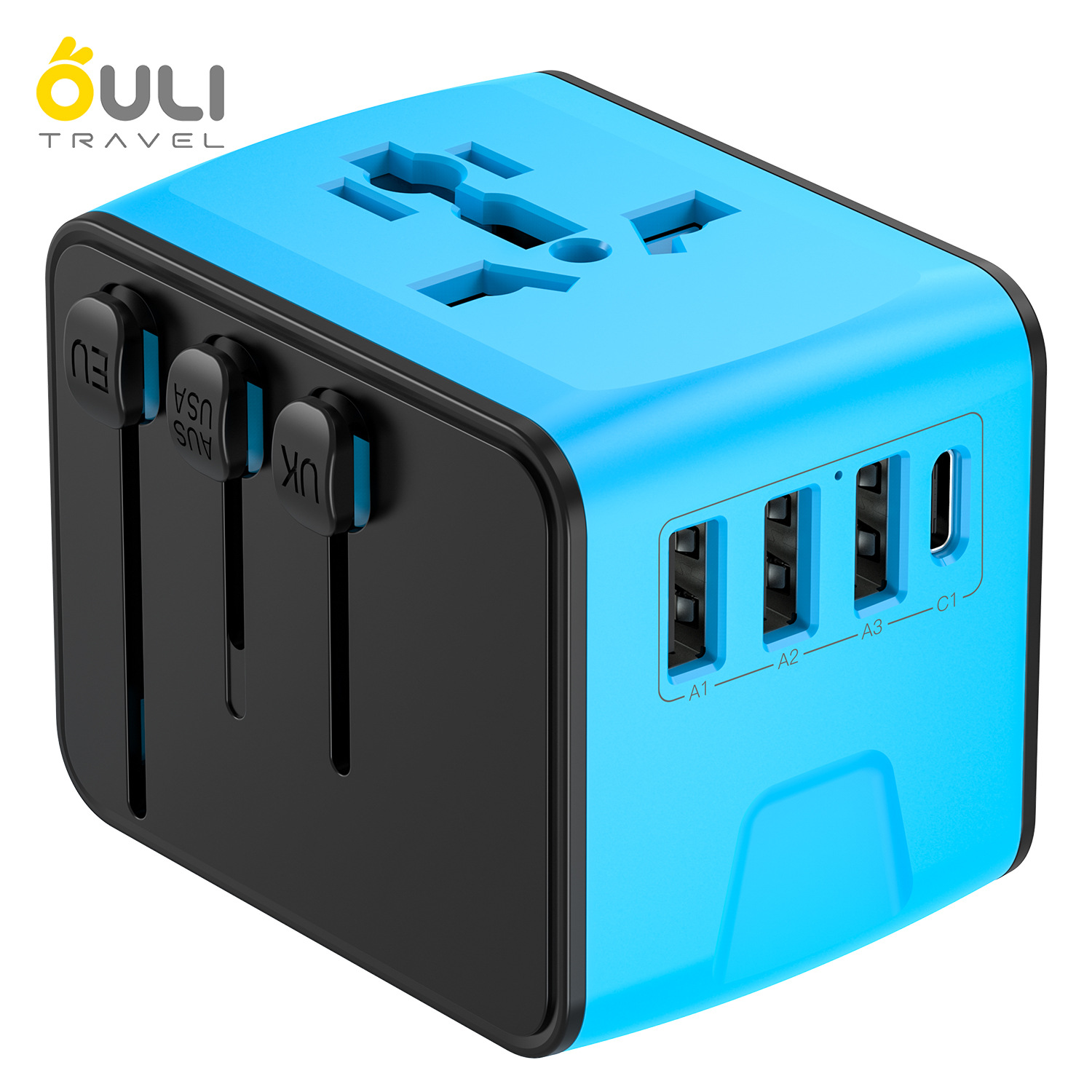 Nuevo enchufe de conversión de salida de identificación inteligente 3USB + TYPE-C para viajar al extranjero, negocios, estudiar en el extranjero y viajar