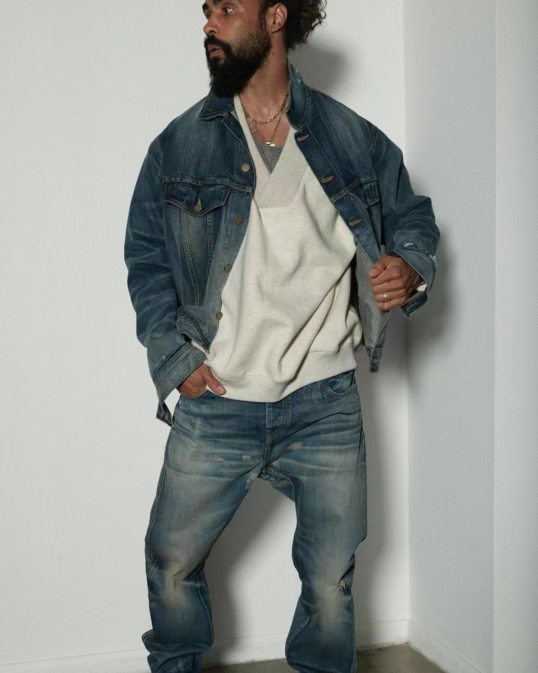 Men's Clothing heavy washed distressed denim jacket for men and women bf hip hop high street loose coat jacket_viptrois.com