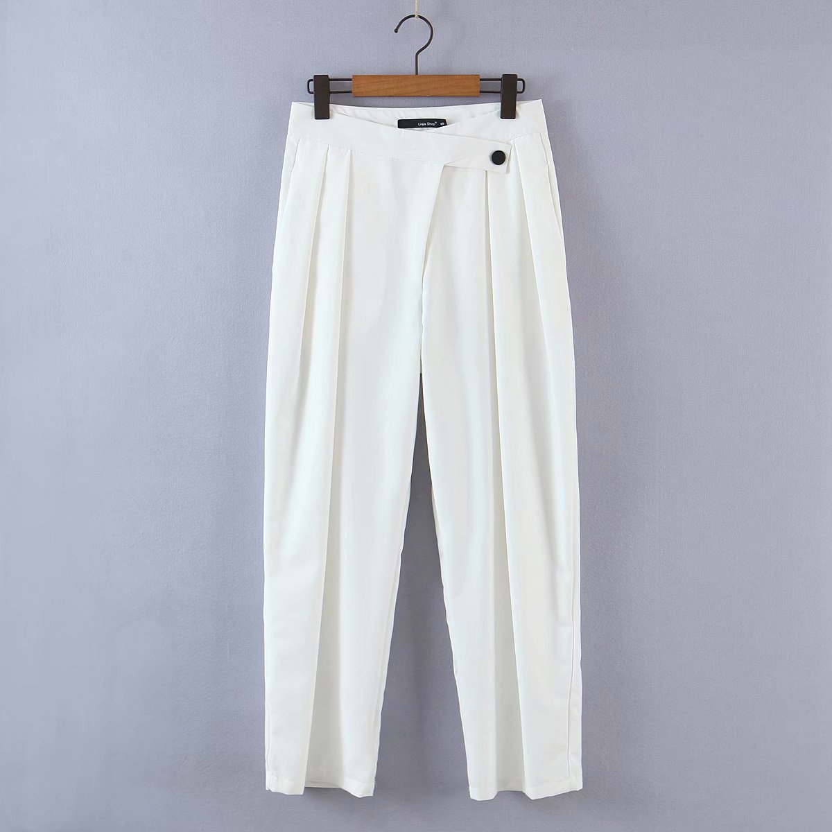 loose folds high waist solid color thin casual trousers  NSAM55328