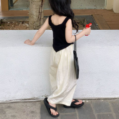 女童山本褲2024夏季新款韓版兒童休閒褲洋氣潮闊腿褲涼涼褲運動褲