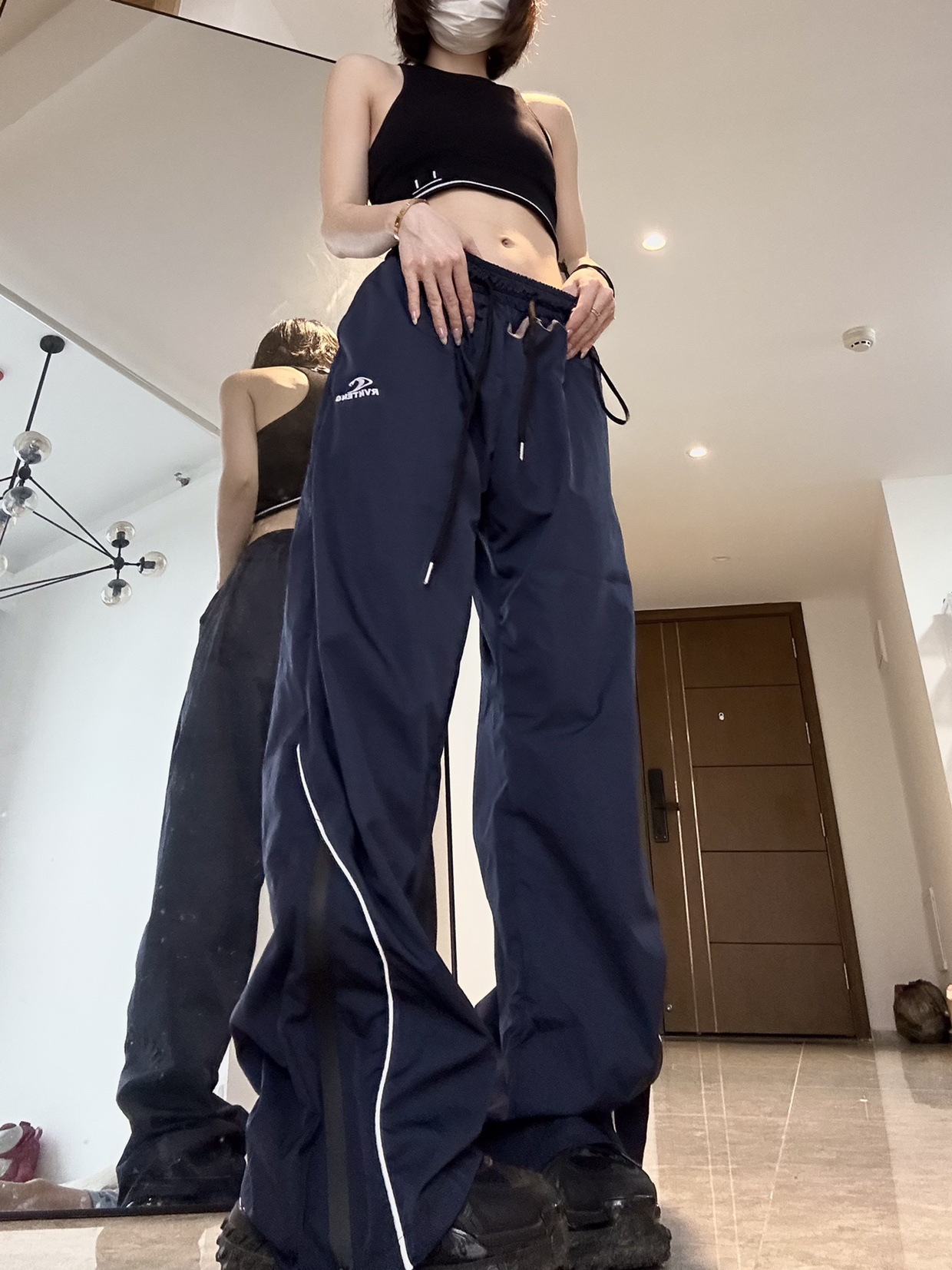 Title 8, Summer Mens and Womens Loose Striped Drawstri...