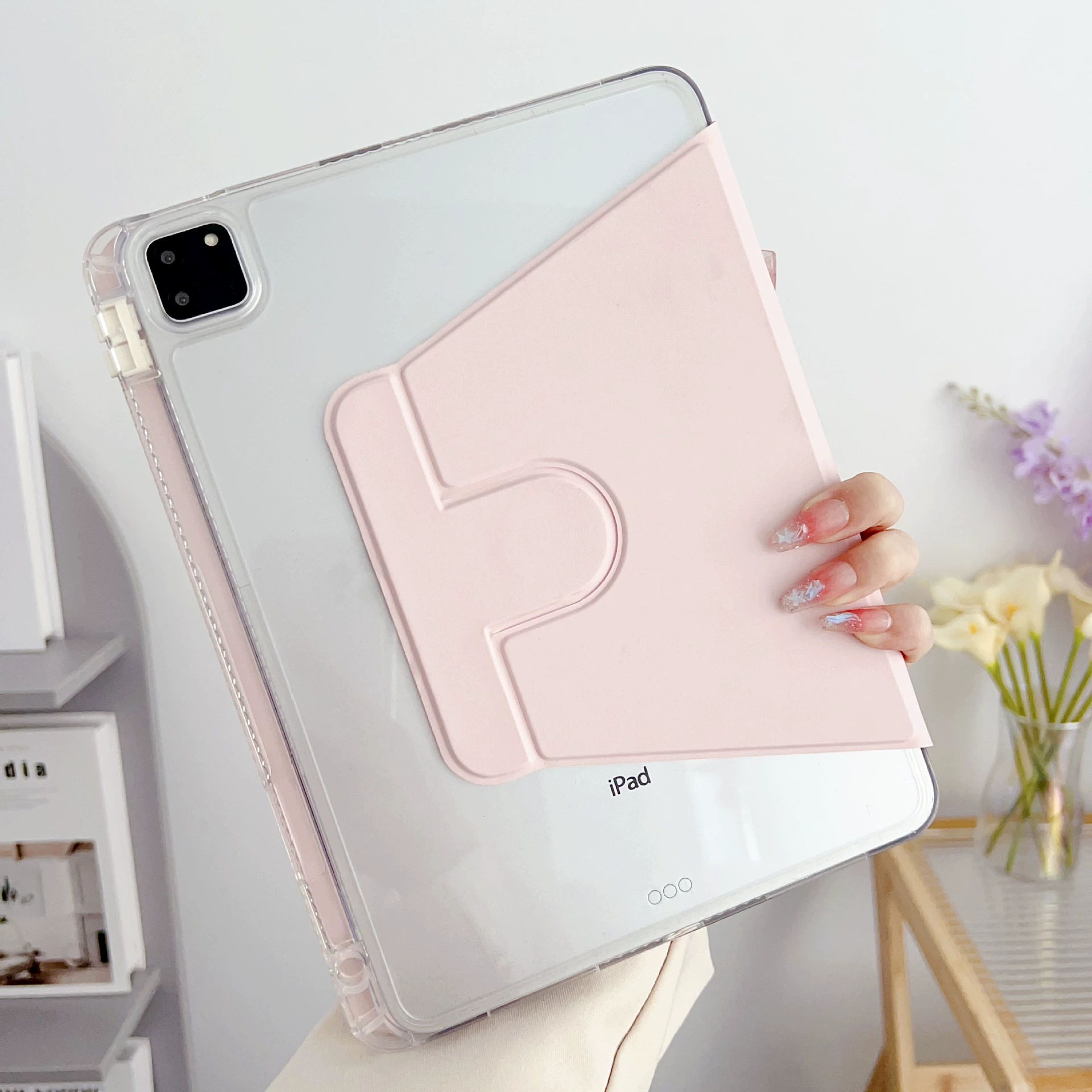 Подходит для Apple iPad 10.2 высокопрозрачный поворотный чехол-книжка с подставкой, набор для iPad10, Air4/5, Samsung S9