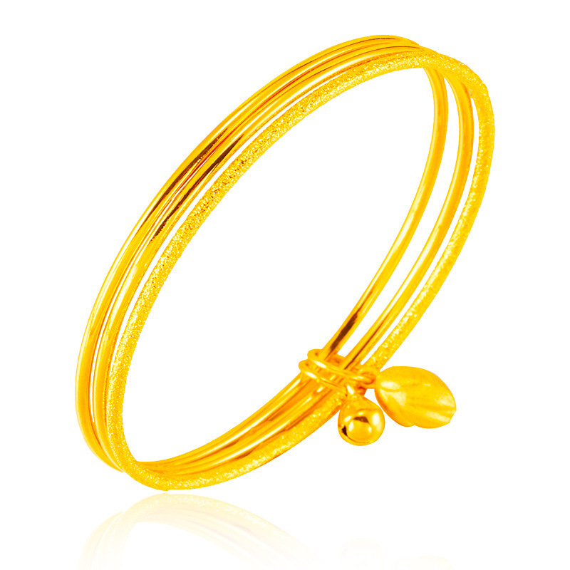 Luz de lujo de imitación 24K oro bobina Lotus Sansheng III pulsera Internet celebridad antigua tienda de oro francés mismo estilo arena pulsera de oro image 7