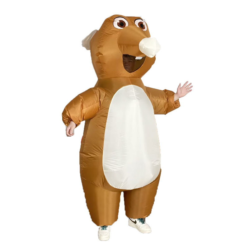 Nuevos cos transfronterizos juegan ropa inflable de gato negro lindo perro amarillo muñeca inflable creativa divertida ropa inflable de dibujos animados
