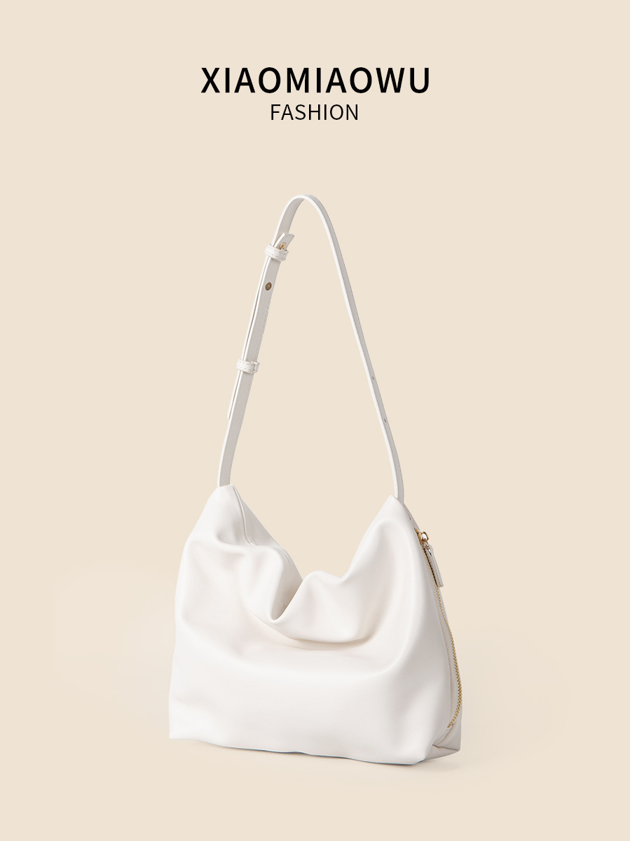 Geantă simplă de mână pentru femei, de culoare uni, cu un aspect luxos și o piele moale versatilă, cu fermoar de mare capacitate._voghion.com