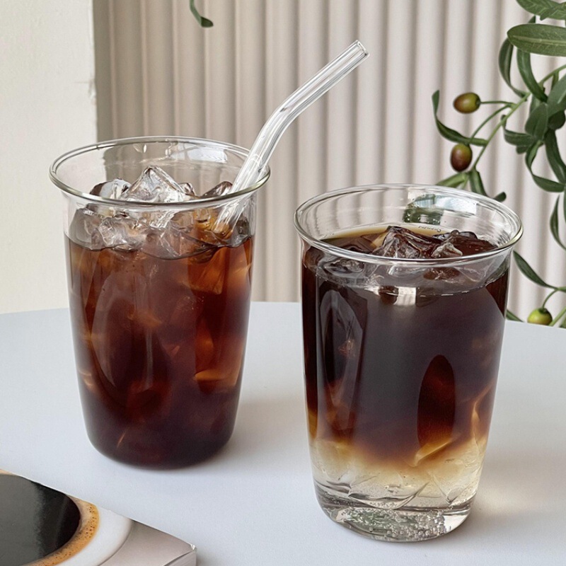 Iced Latte Coffee American Drink Cup High Temperature Resistant Drinking Cup Borosilicate Glass Transparent Cold Drink Cup Glass