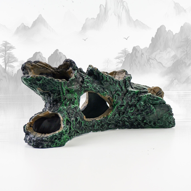 Cueva de Tronco de Árbol para Acuario y Reptiles de PVC Decorativo Refugio
