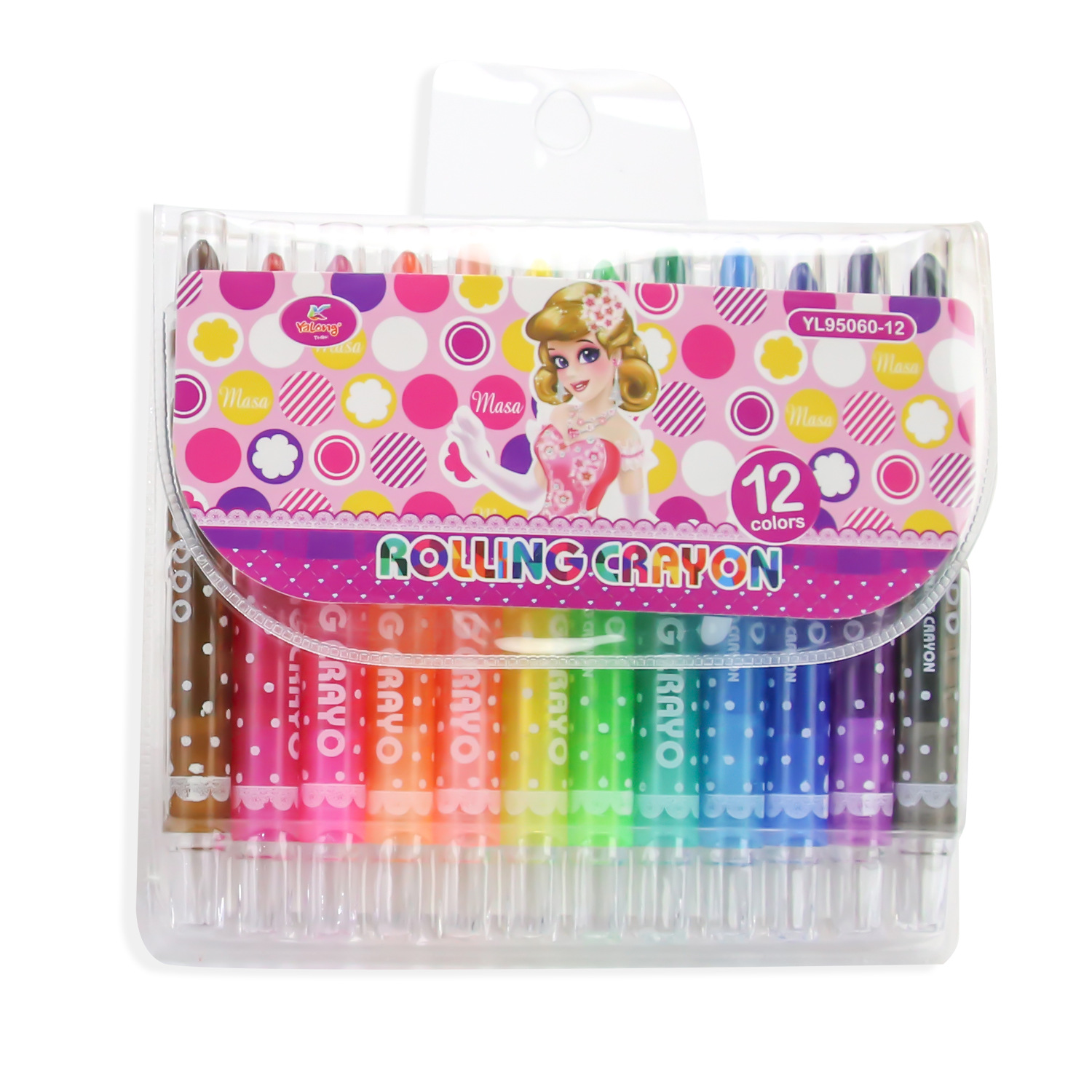 Crayones Giratorios Infantil de Plástico de 12 Colores que No Ensucian las Manos