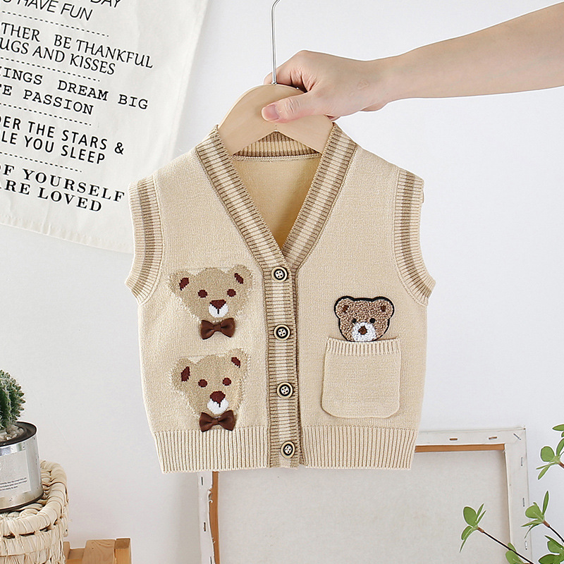 Chaleco de punto dividido para bebé Otoño e Invierno ropa exterior de bebé Chaleco de color sólido chaleco pequeño para chaqueta de niños medianos y pequeños
