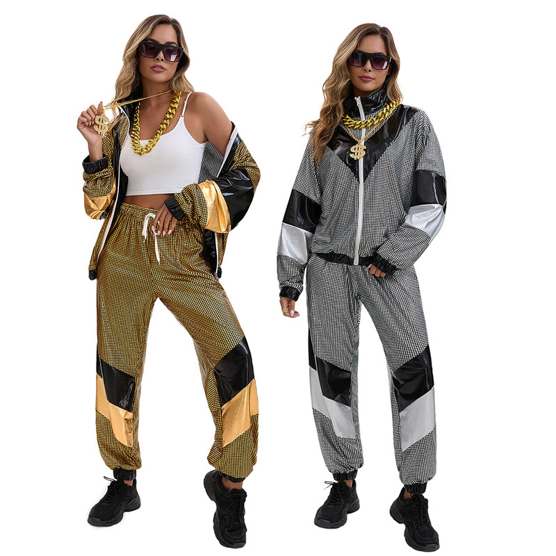 European and American Cross-Border 70S and 80S Disco Sportswear Jackets and Pants Cosplay Party Stage Performance Costumes