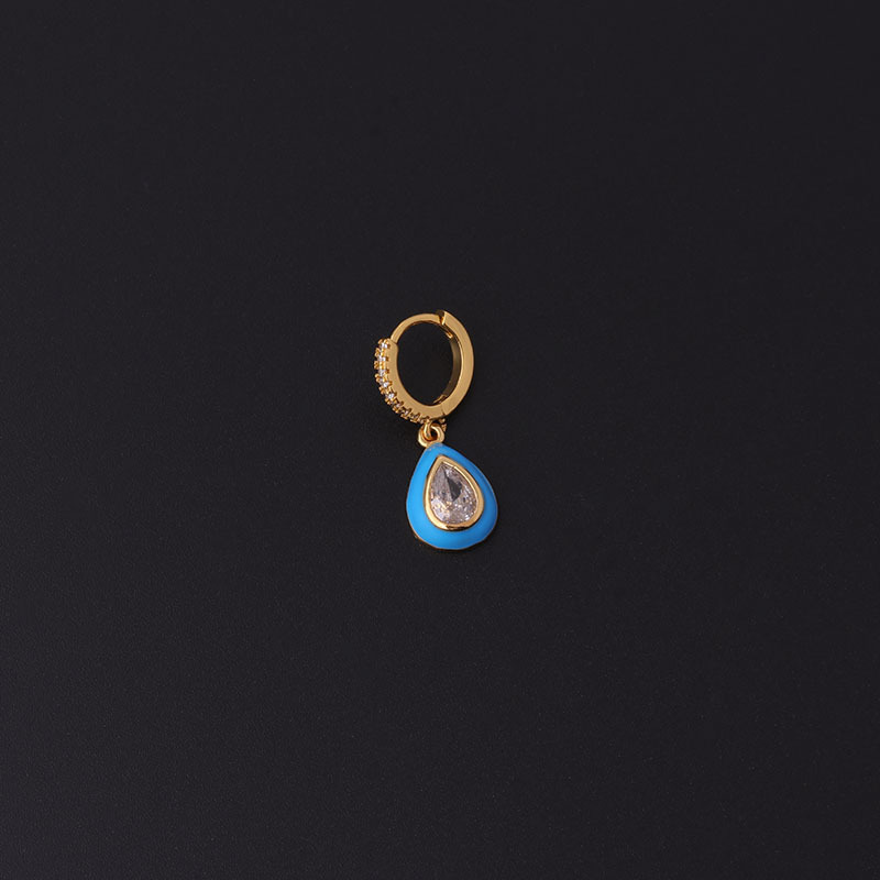 inlaid zircon water drop shape copper ear clip wholesale Nihaojewelry