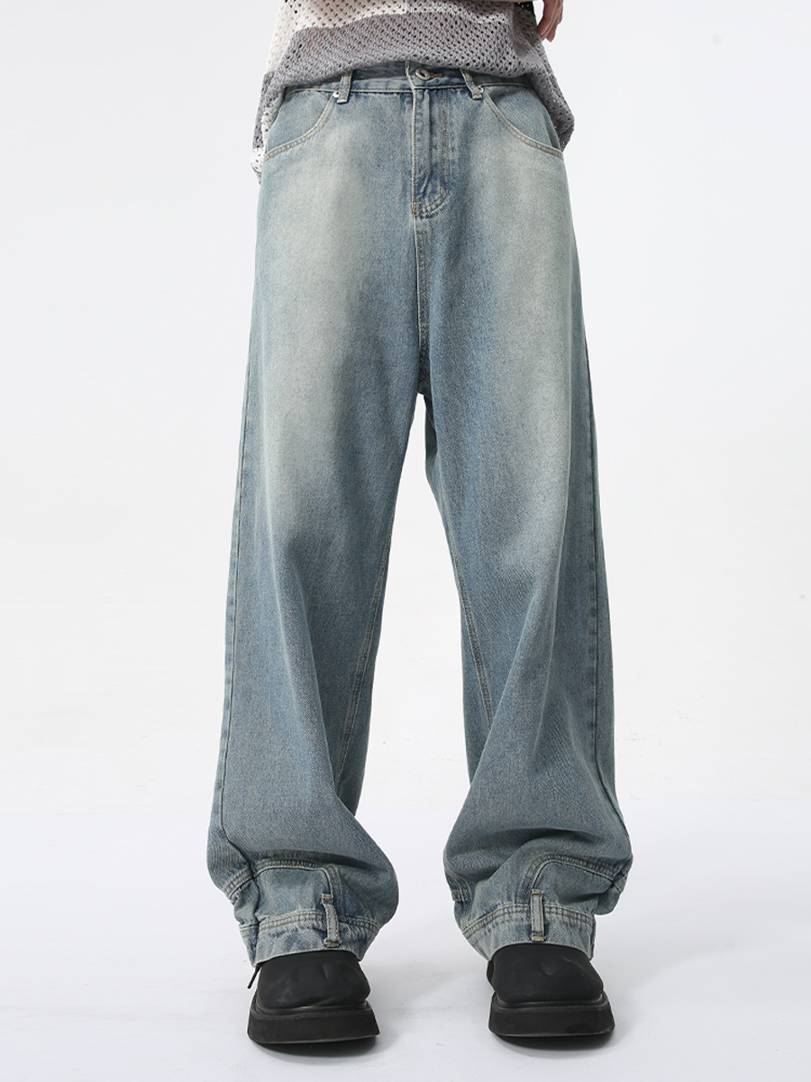 MTLCLOTHES Hombres| 2024 verano nuevo nicho de diseño de flip-flop sensación de jeans rectos sueltos