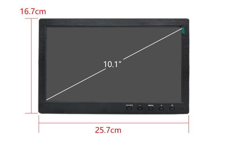 10.1inch Desktop LCD Car Monitor with 2-Channel Video Input, Reverse Camera Display, High-Definition Night Vision