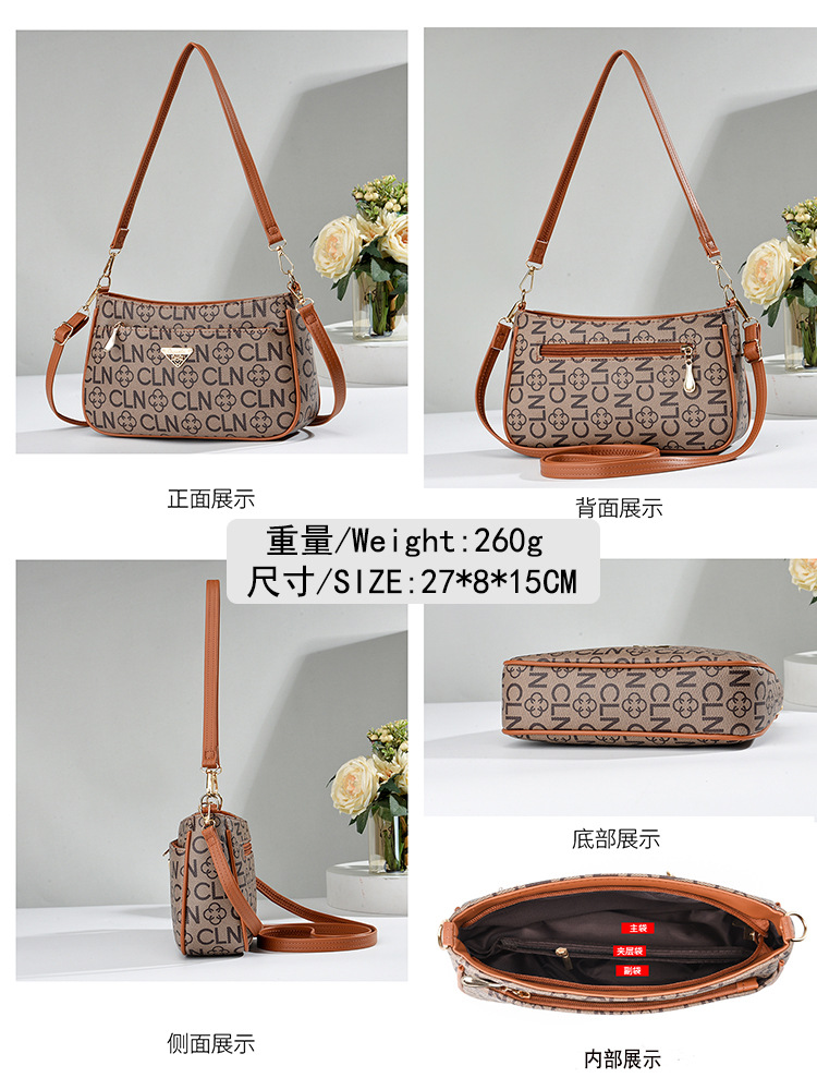 Bolso para axilas para mujer, bandolera de moda, estilo coreano, textura de gran capacidad, bolso de hombro para mediana edad y personas mayores, 2025