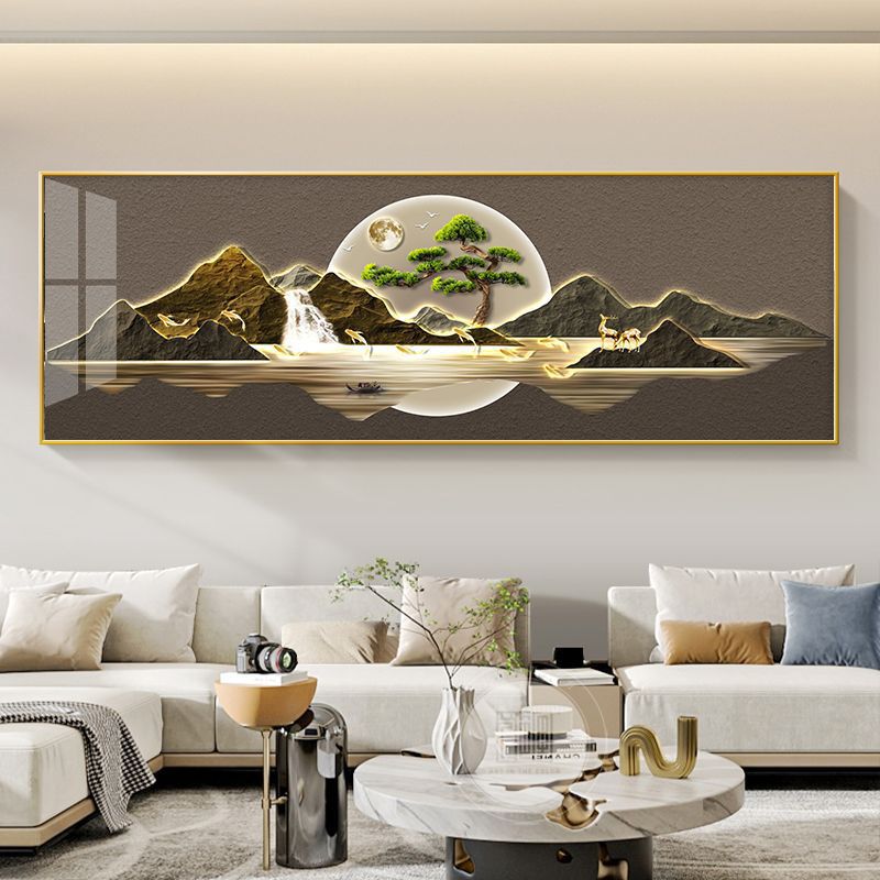 Liushui Shengcai sala de estar pintura decorativa nuevo sofá chino fondo pintura colgante de pared salón de té Zen pinturas murales paisajes