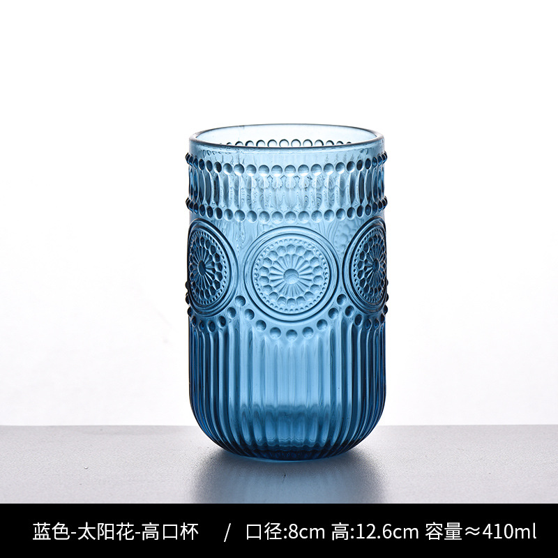 Copa de rayas verticales de vidrio retro europeo, copa de vino tinto, copa de postre alto de helado, copa de vino de frutas de uva de champán casero