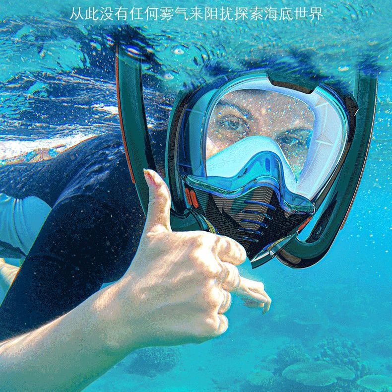 Diving Mask for Adults and Children, Fully Dry Snorkeling Anti-Fog Sambo Myopia Full Face Respirator Equipment Mask