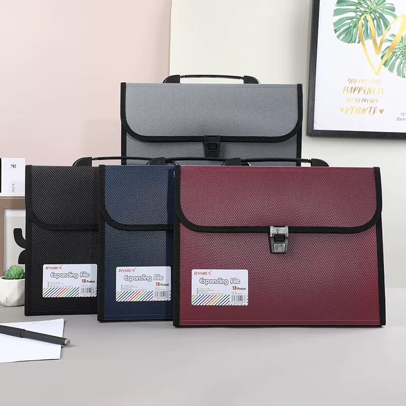 A4手提风琴包 13格针织纹商务办公文件夹学生试卷收纳多层文件袋