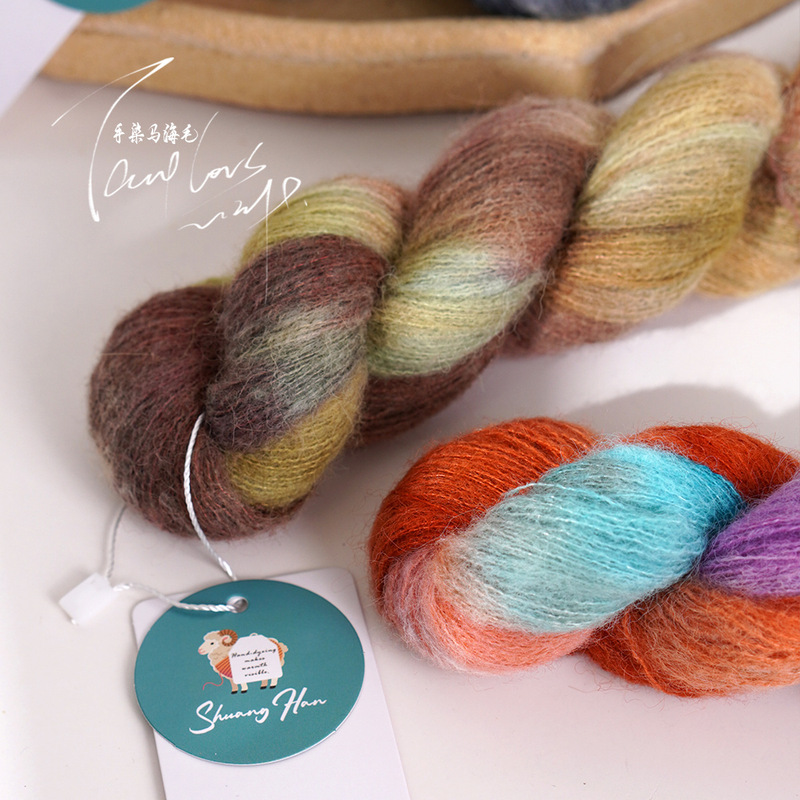Silk Hand-Dyed Mohair Colorful Gradient Dyed Floral Wool Yarn for Hand-Crocheted Shawls and Coats Fine Wool Yarn Silk Hand-Dyed Mohair Colorful Gradient Dyed Floral Wool Yarn for Hand-Crocheted Shawls and Coats Fine Wool Yarn