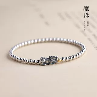 貔貅手链女中式复古小众设计珠子单圈手串男个性情侣礼物