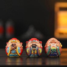 交趾陶摆件国潮招财财神爷家居客厅中式陶瓷办公桌开业装饰礼品