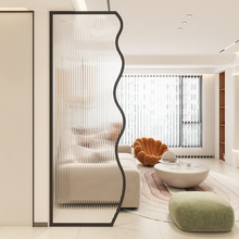 长虹玻璃隔断客厅进门入户玄关不锈钢卫生间半墙现代简约水纹屏风
