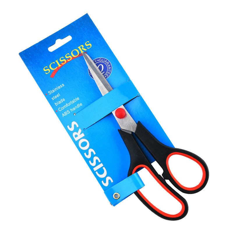 Tarjeta azul tijeras de goma y plástico tijeras de acero inoxidable para el hogar tijeras pequeñas tijeras de corte de papel hecho a mano corte de hilo tijeras de goma de cocina