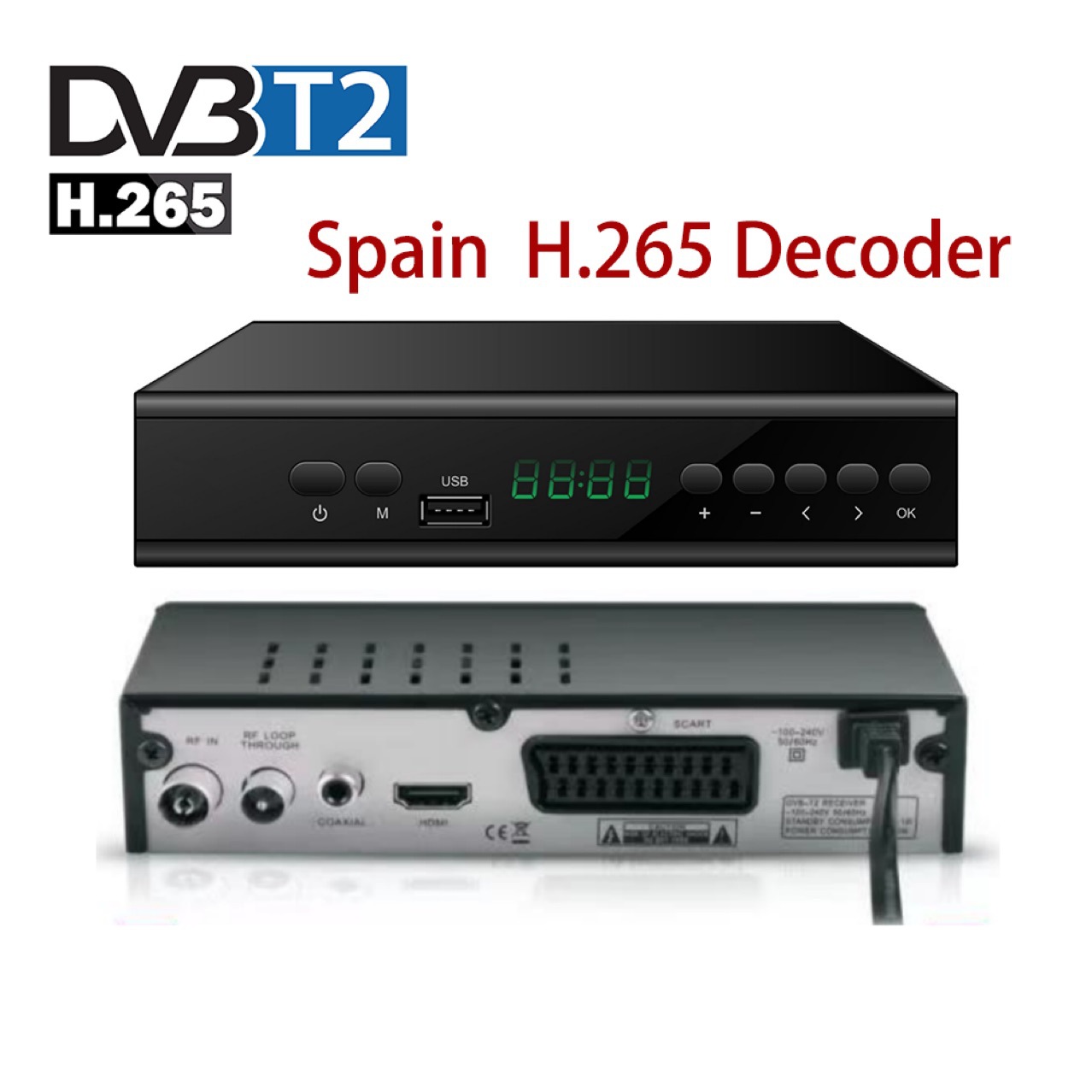 Cross-Border H.265Dvb-T2 Spanish Set-Top Box Digital Tv Box Spaindecoder European Version High Definition