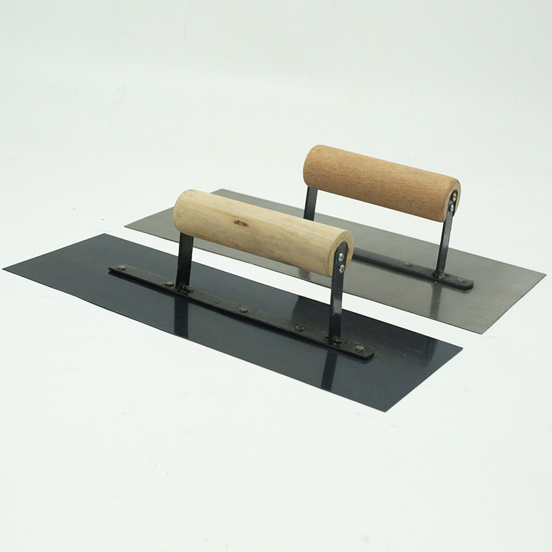 Llana de doble columna con revestimiento azul, herramienta de albañilería con borde serrado, llana para enlucir al por mayor, espátula para masilla