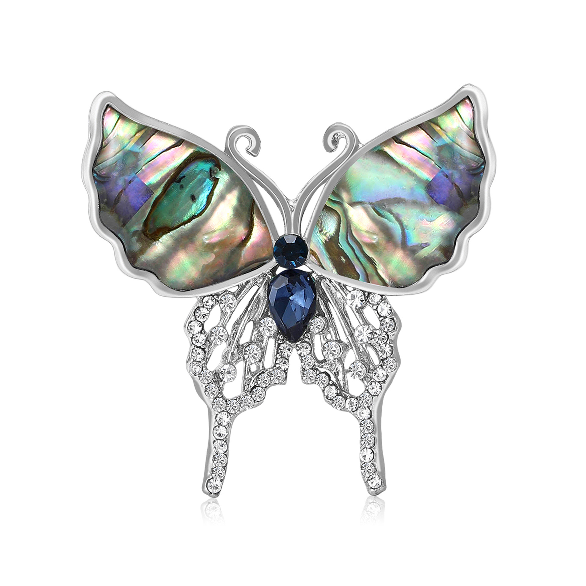 Light Luxury Korean Fashion Elegant Cut Out Diamond Abalone Shell Butterfly Brooch High-End Clothing Pin Accessories