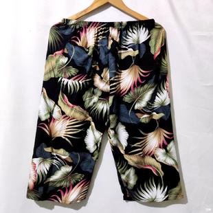 Women's Summer Cotton Silk Cropped Pants, Thin Artificial Cotton Pants, Loose Large Size Cotton Silk Mid-Pants, Rayon Home Shorts