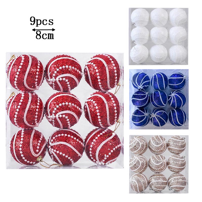 8CM espuma de perla hecha a mano bola de Navidad set colgante decoración de árbol de Navidad colgar bola