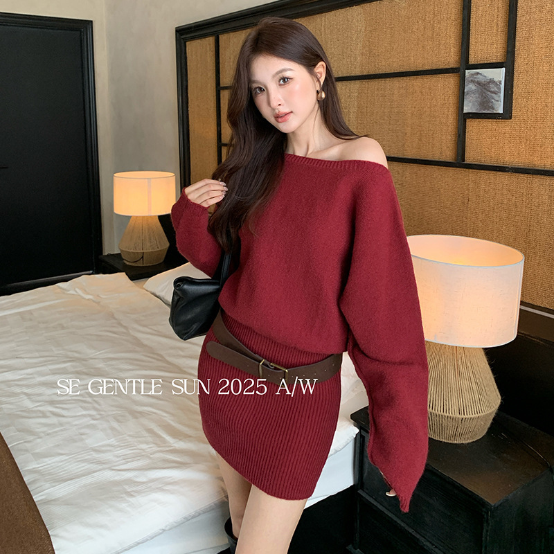 【Special Offer, No Returns or Exchanges】Xiu Xixi Thirteen Lines Autumn Knitted Dress Slimming High-Waisted Short Dress for Women 25505 【Special Offer, No Returns or Exchanges】Xiu Xixi Thirteen Lines Autumn Knitted Dress Slimming High-Waisted Short Dress for Women 25505