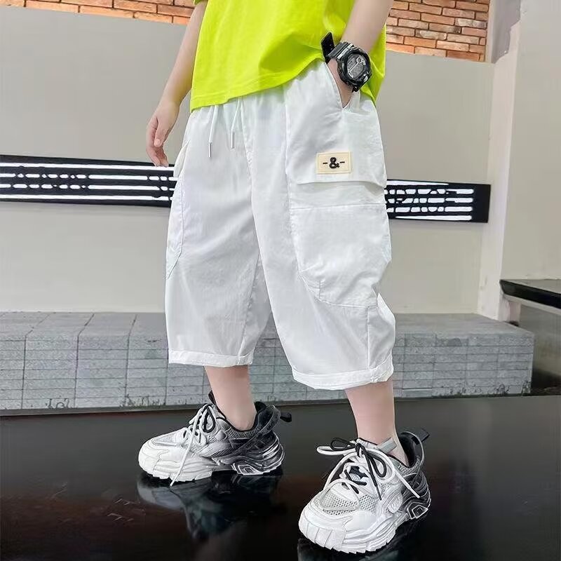 Boys' Shorts Summer Workwear Pants Breathable Thin 2024 New Arrival Large Children's Pants Summer Casual Wide-Leg Mid-Pants