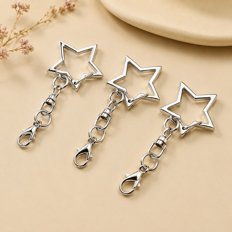 Hollow five-pointed star lobster clasp chain wholesale DIY jewelry accessories keychain bag pendant figure-eight connector clasp Hollow five-pointed star lobster clasp chain wholesale DIY jewelry accessories keychain bag pendant figure-eight connector clasp