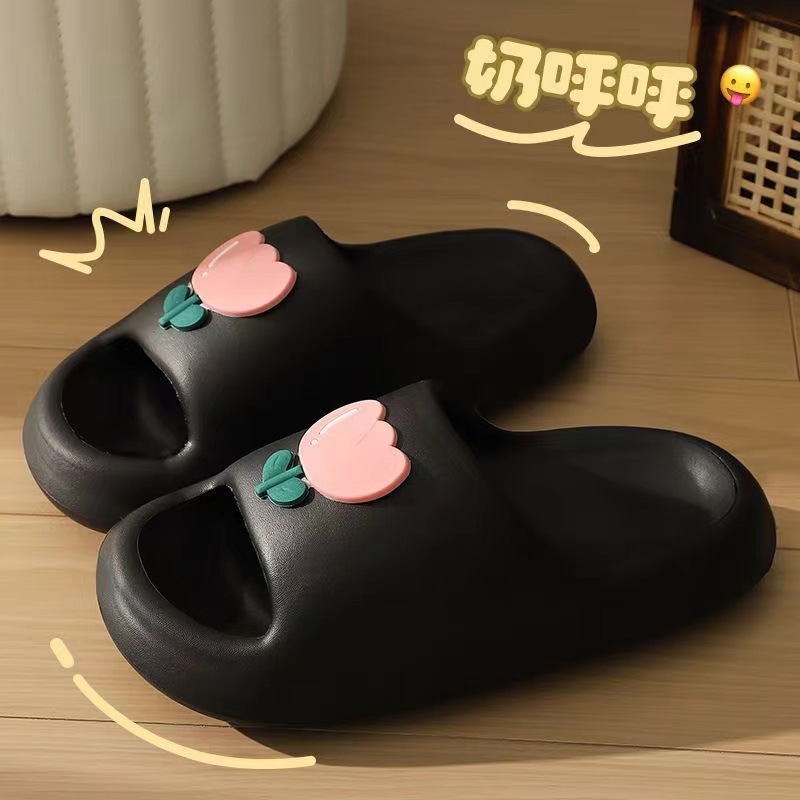 EVA 빵 슬리퍼 튤립-블랙