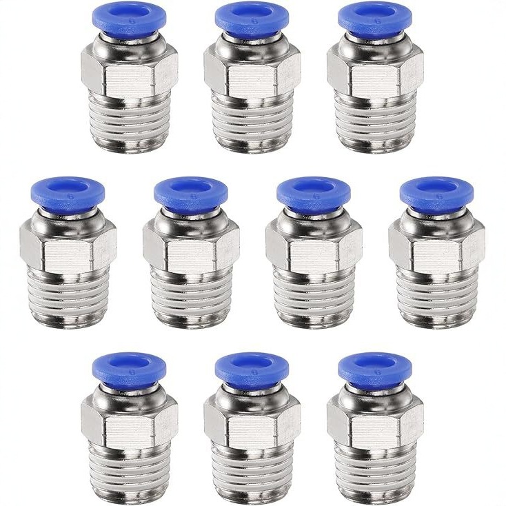 CANULA MÉTRICA US NPT THREAD THROUGH PC6NPT1 / 4PC8N01 Cobre Niquelado Acoplamiento rápido Acoplamiento PC