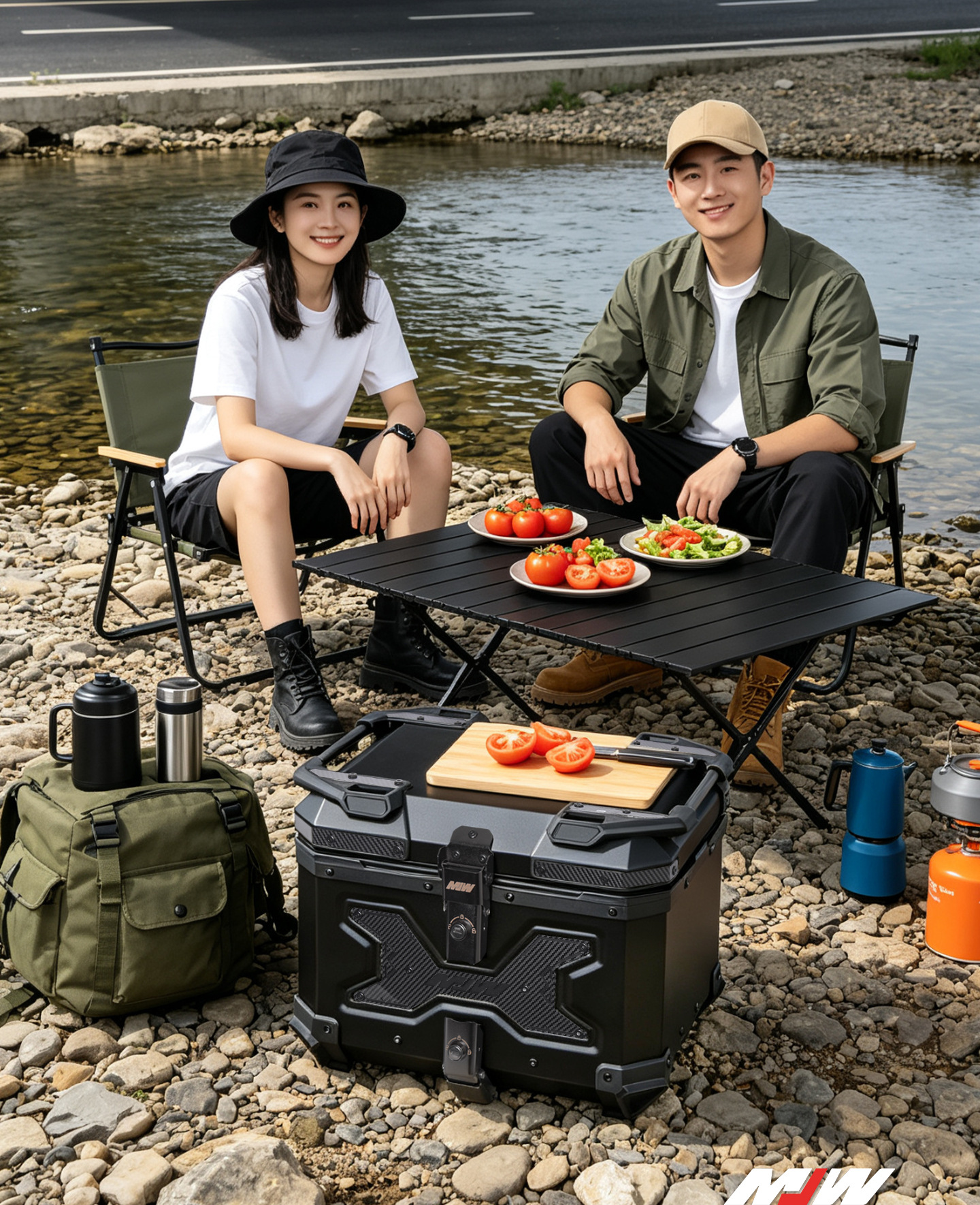 Mjw Black Warrior Aluminum Alloy Tail Box 45L55L65L Motorcycle Large Capacity Trunk Storage Box Electric Vehicle