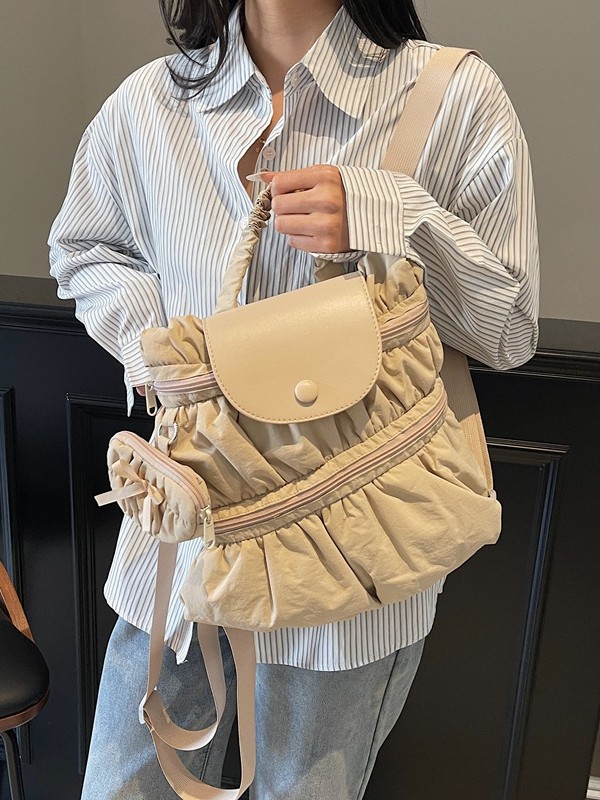 Mochila transfronteriza 2025, nueva moda coreana dulce bolso de mano plegable estilo campus bolso de escuela secundaria