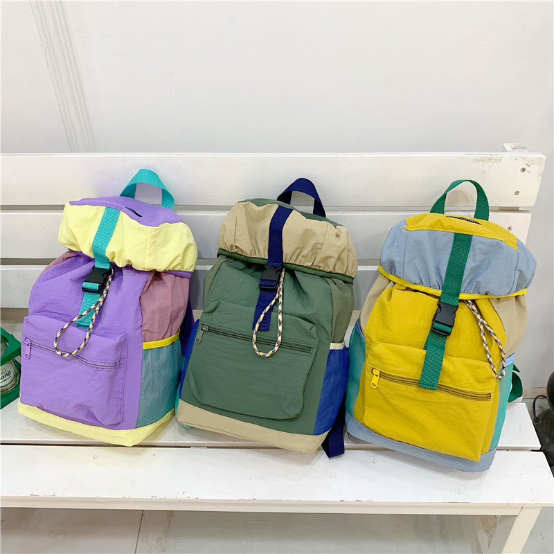 Bolso de viaje simple y casual de gran capacidad 2025 nueva mochila para estudiantes con cordón Mochila para niños de moda coreana